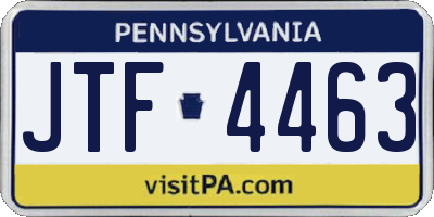 PA license plate JTF4463