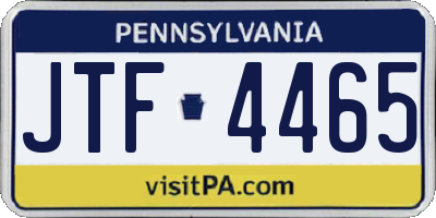 PA license plate JTF4465