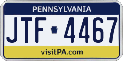 PA license plate JTF4467