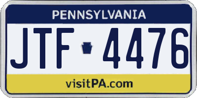 PA license plate JTF4476