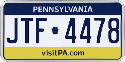 PA license plate JTF4478