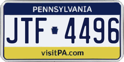 PA license plate JTF4496