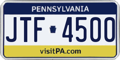 PA license plate JTF4500
