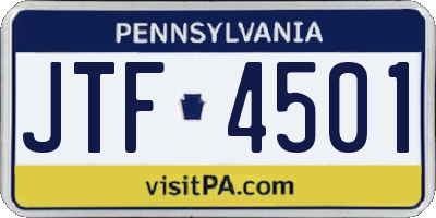 PA license plate JTF4501