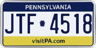 PA license plate JTF4518