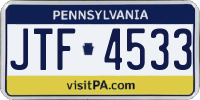 PA license plate JTF4533