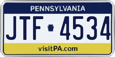 PA license plate JTF4534