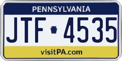 PA license plate JTF4535