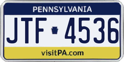 PA license plate JTF4536