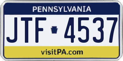 PA license plate JTF4537