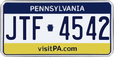 PA license plate JTF4542