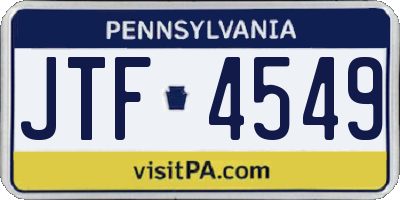 PA license plate JTF4549