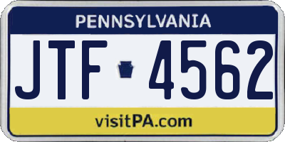 PA license plate JTF4562