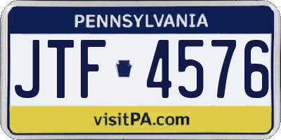 PA license plate JTF4576