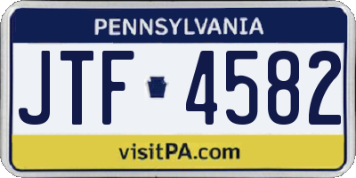 PA license plate JTF4582
