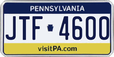 PA license plate JTF4600