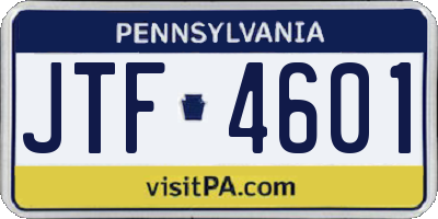 PA license plate JTF4601