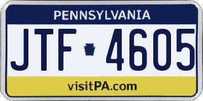 PA license plate JTF4605