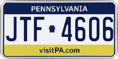 PA license plate JTF4606