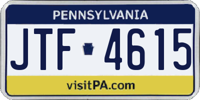 PA license plate JTF4615