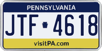PA license plate JTF4618