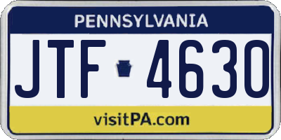 PA license plate JTF4630
