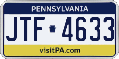 PA license plate JTF4633