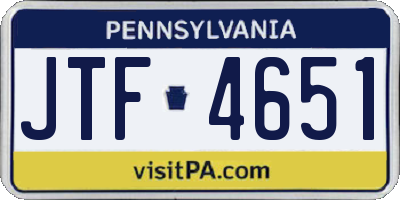 PA license plate JTF4651