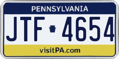 PA license plate JTF4654