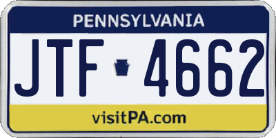 PA license plate JTF4662