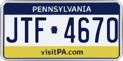PA license plate JTF4670