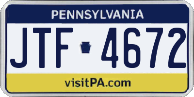 PA license plate JTF4672