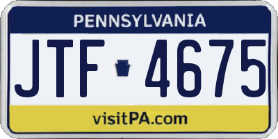 PA license plate JTF4675