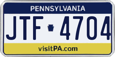PA license plate JTF4704