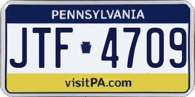 PA license plate JTF4709