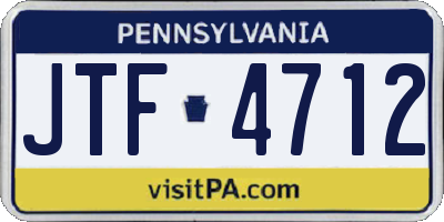 PA license plate JTF4712