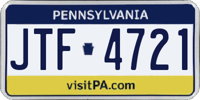 PA license plate JTF4721