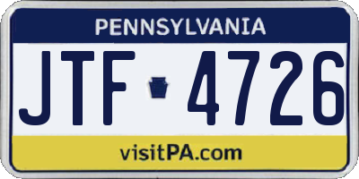 PA license plate JTF4726