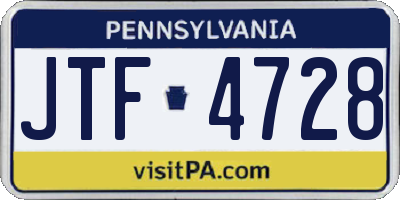 PA license plate JTF4728