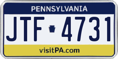 PA license plate JTF4731