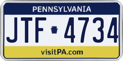PA license plate JTF4734