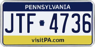 PA license plate JTF4736