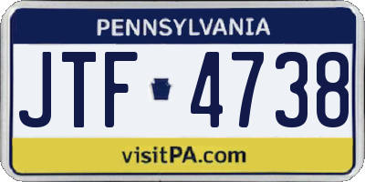 PA license plate JTF4738