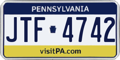 PA license plate JTF4742