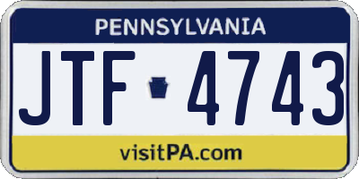 PA license plate JTF4743