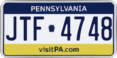 PA license plate JTF4748