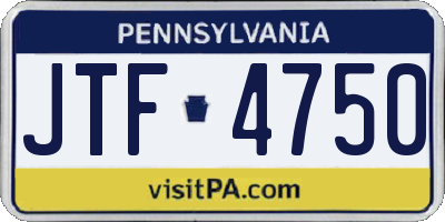 PA license plate JTF4750