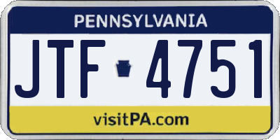 PA license plate JTF4751