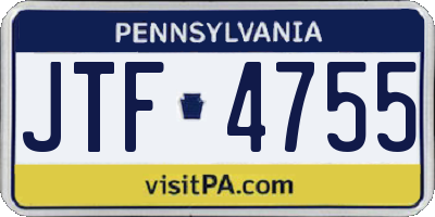 PA license plate JTF4755