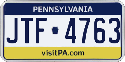 PA license plate JTF4763